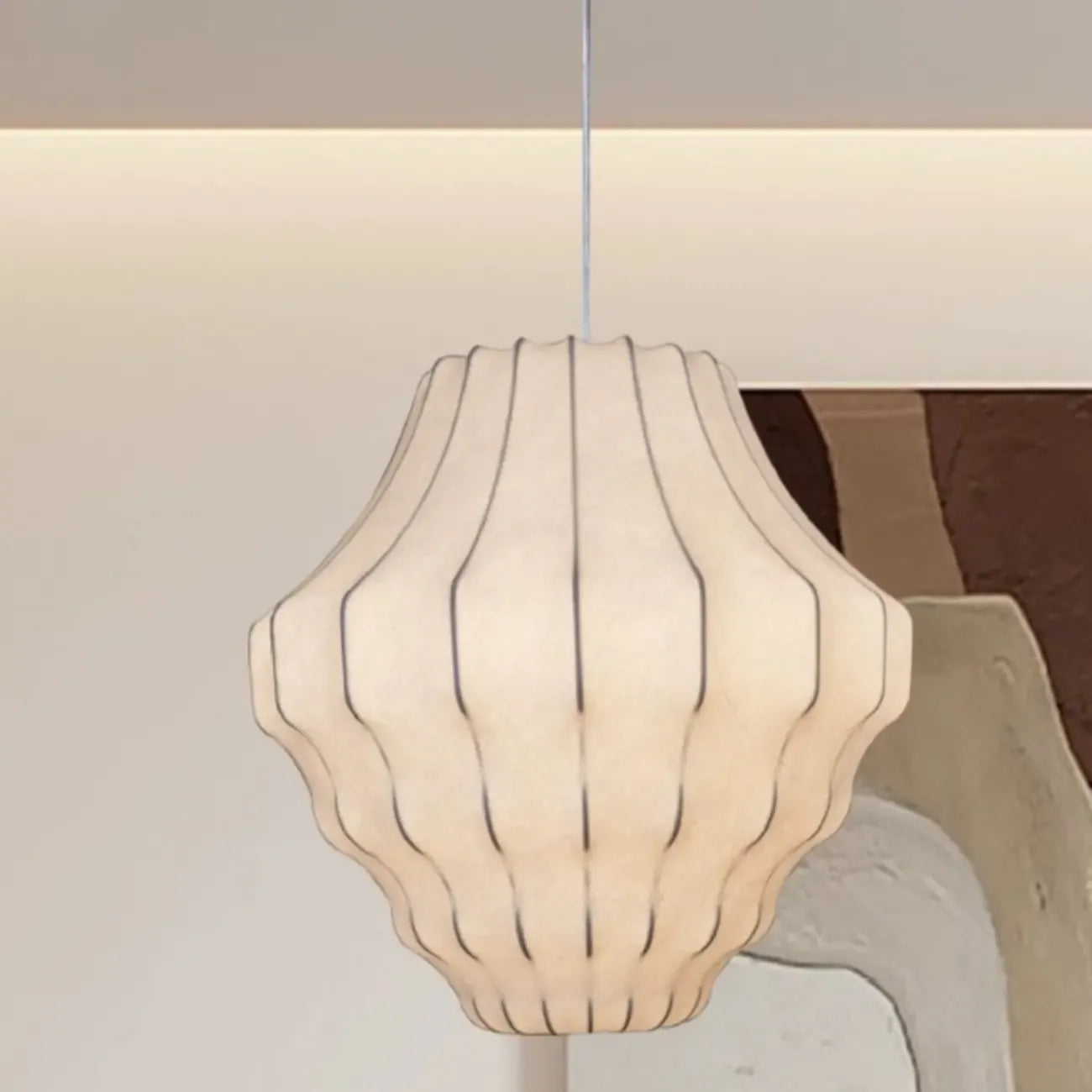 Designer White Fabric Lantern Pendant Lamp for Home Decor