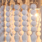 3 Tiers White Wood Beaded Chandelier with Elegant Design