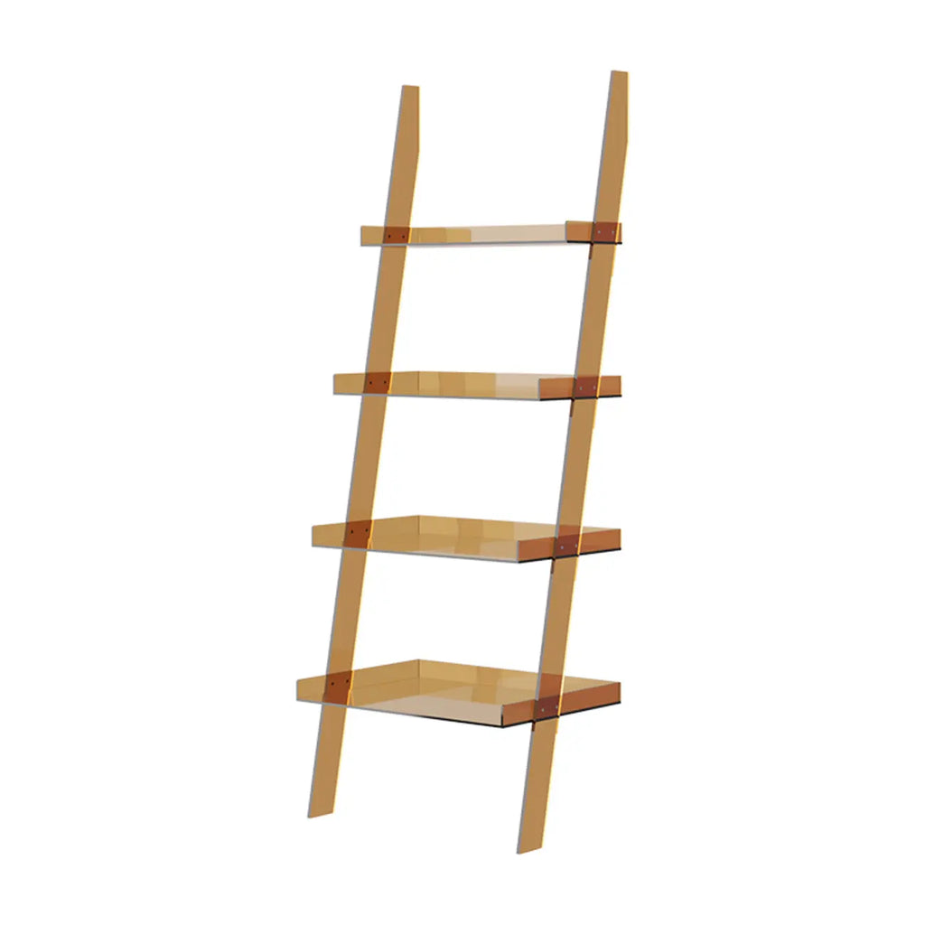 Black Plastic Leaning Ladder Bookcase with 4-Shelves