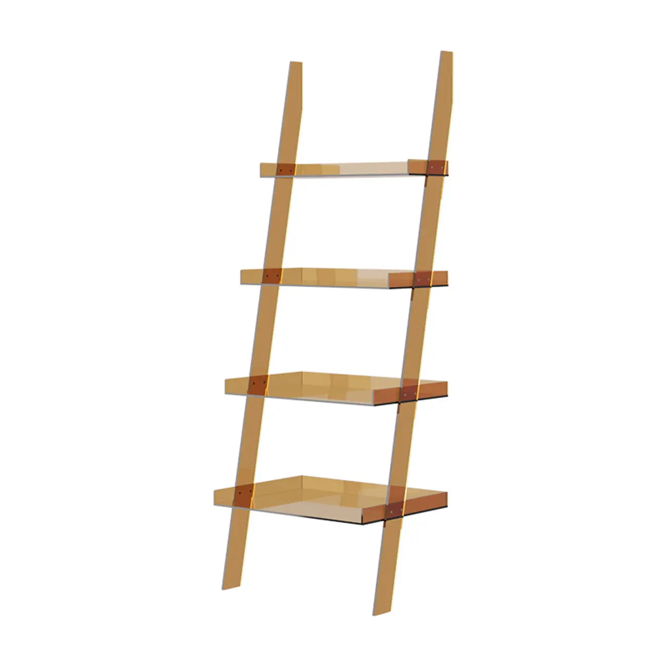 Black Plastic Leaning Ladder Bookcase with 4-Shelves