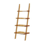 Black Plastic Leaning Ladder Bookcase with 4-Shelves