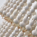 3 Tiers White Wood Beaded Chandelier with Elegant Design