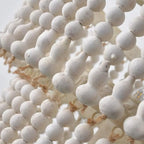 3 Tiers White Wood Beaded Chandelier with Elegant Design