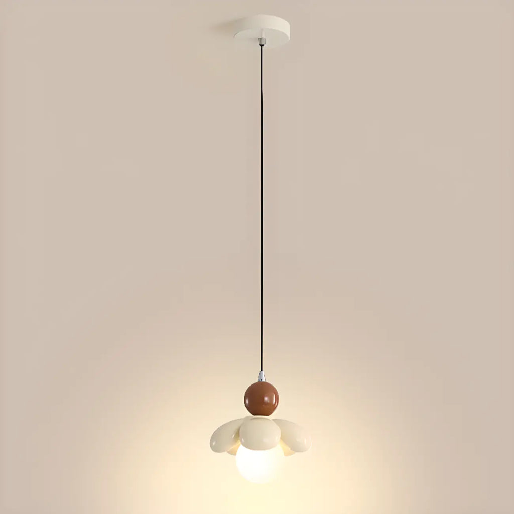 Cozy Pink LED Ball Pendant Light with Floral Clay Design for Bedside