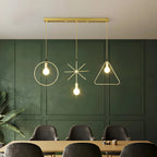 3 Lights Gold Industrial Geometric Metal Island Light Fixture