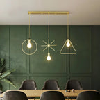 3 Lights Gold Industrial Geometric Metal Island Light Fixture