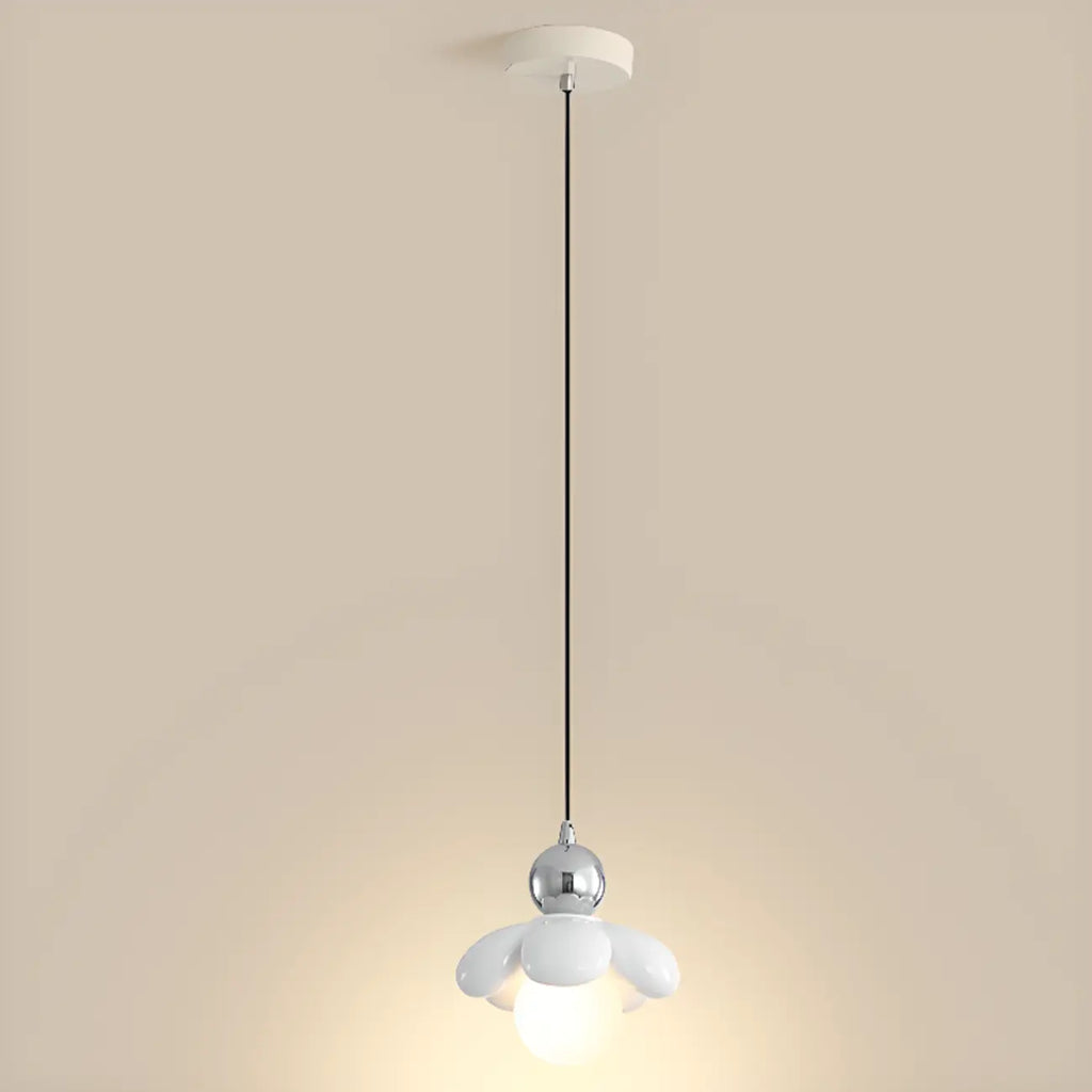 Cozy Pink LED Ball Pendant Light with Floral Clay Design for Bedside