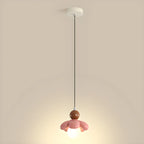 Cozy Pink LED Ball Pendant Light with Floral Clay Design for Bedside