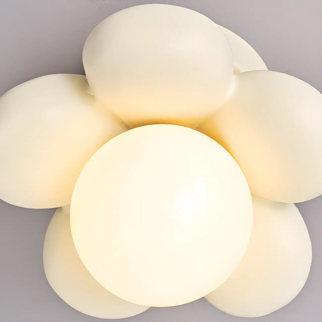 Cozy Pink LED Ball Pendant Light with Floral Clay Design for Bedside