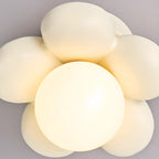 Cozy Pink LED Ball Pendant Light with Floral Clay Design for Bedside