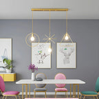 3 Lights Gold Industrial Geometric Metal Island Light Fixture