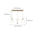3 Lights Gold Industrial Geometric Metal Island Light Fixture