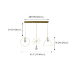 3 Lights Gold Industrial Geometric Metal Island Light Fixture