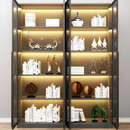 Elegant Glass Bookcase with LED Lighting for Office
