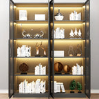 Elegant Glass Bookcase with LED Lighting for Office