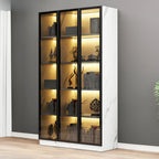 Elegant Glass Bookcase with LED Lighting for Office