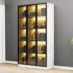 Elegant Glass Bookcase with LED Lighting for Office