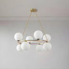 Adjustable 2 Tiers Glass Globe Chandelier for Living Room