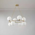 Adjustable 2 Tiers Glass Globe Chandelier for Living Room