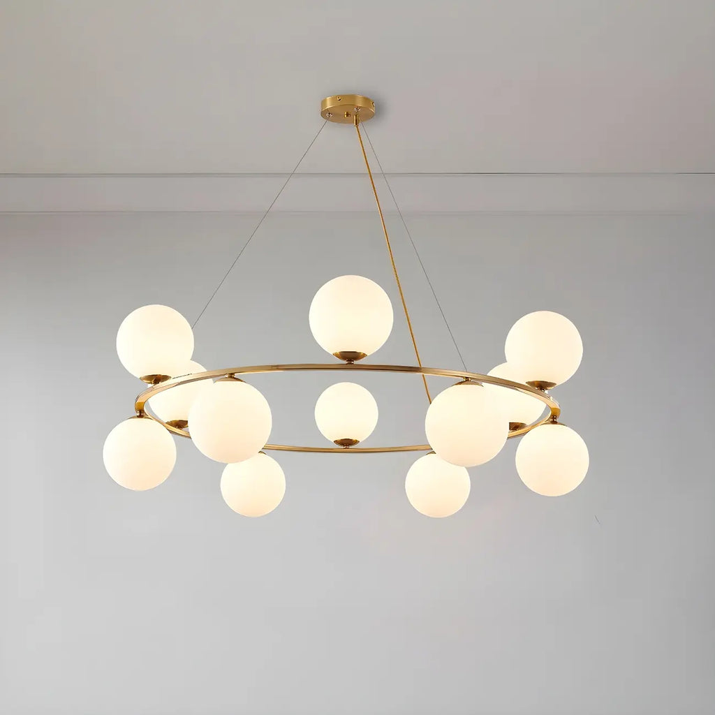 Adjustable 2 Tiers Glass Globe Chandelier for Living Room