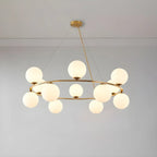 Adjustable 2 Tiers Glass Globe Chandelier for Living Room