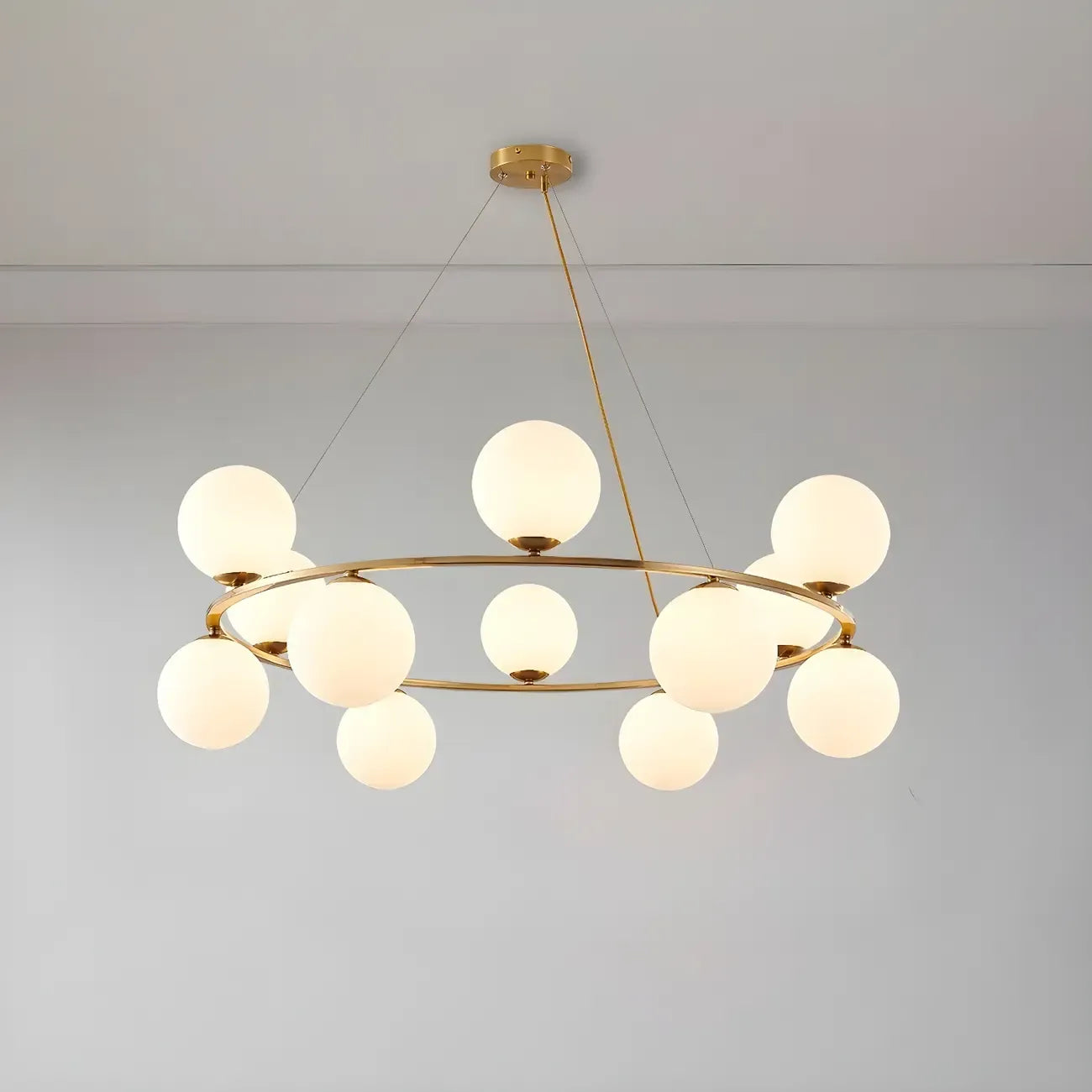 Adjustable 2 Tiers Glass Globe Chandelier for Living Room