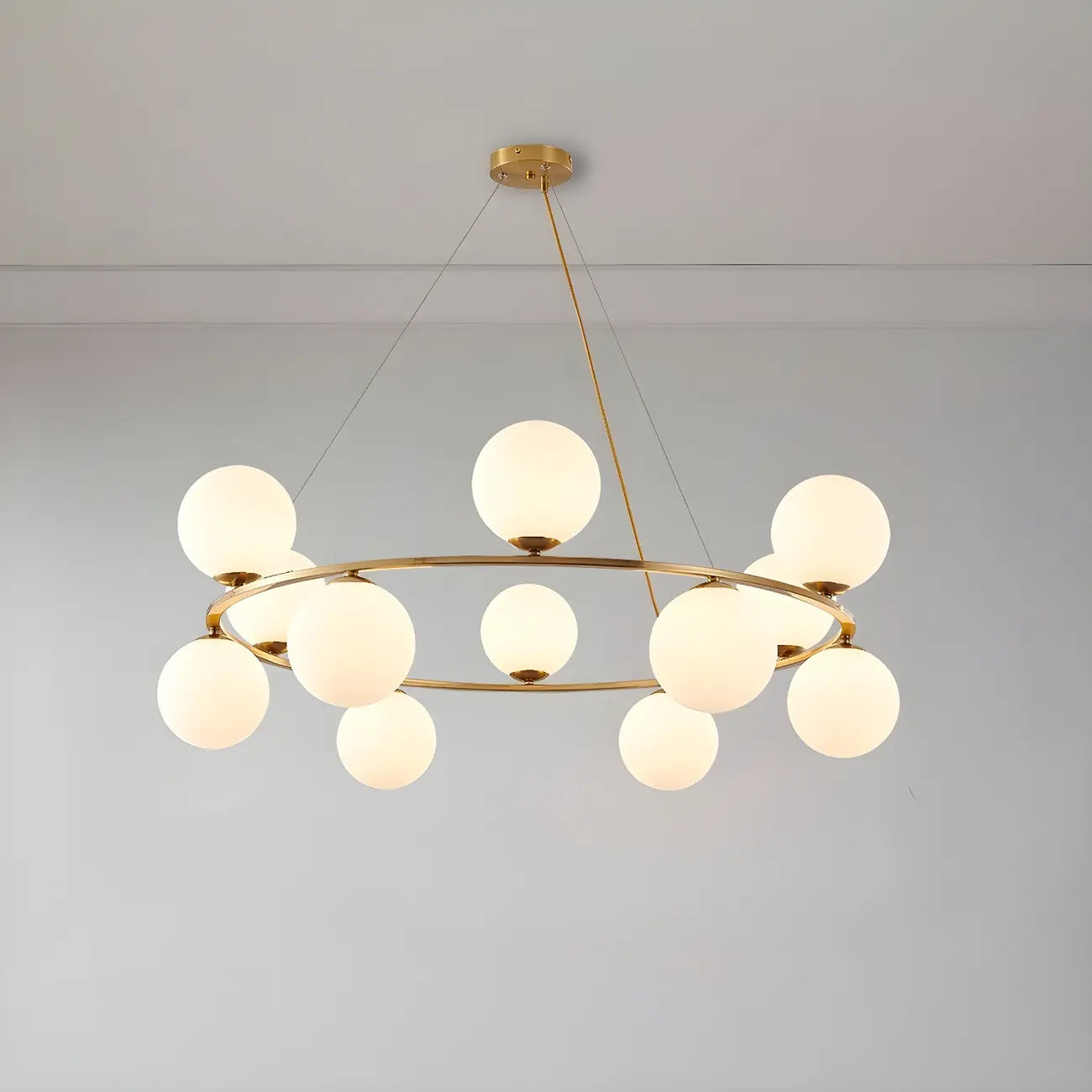Adjustable 2 Tiers Glass Globe Chandelier for Living Room