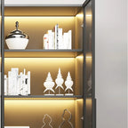 Elegant Glass Bookcase with LED Lighting for Office