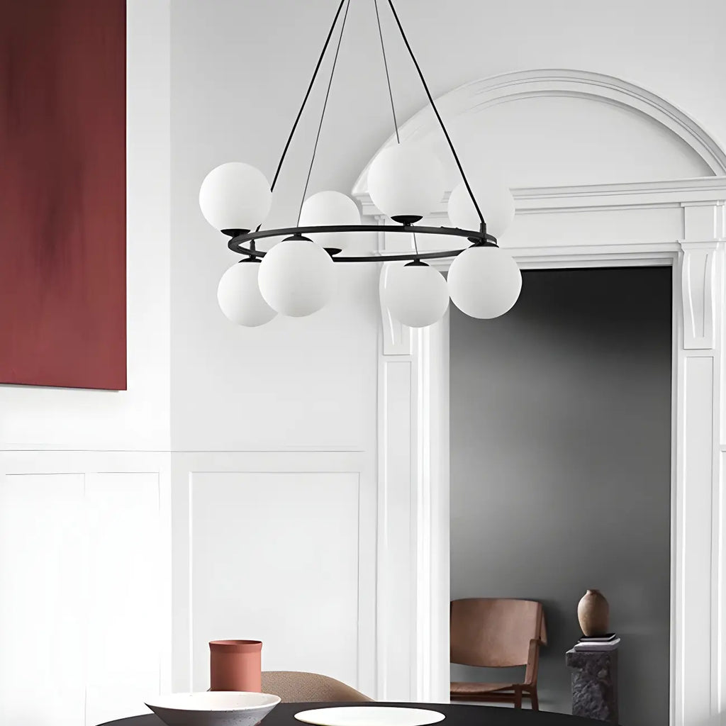 Adjustable 2 Tiers Glass Globe Chandelier for Living Room