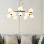 Adjustable 2 Tiers Glass Globe Chandelier for Living Room