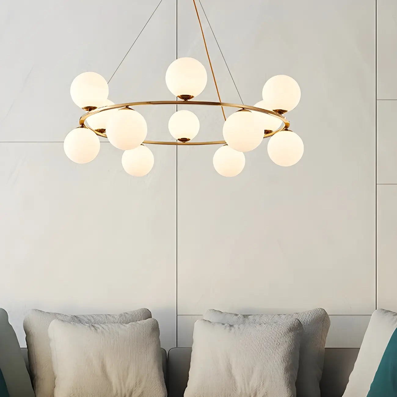 Adjustable 2 Tiers Glass Globe Chandelier for Living Room
