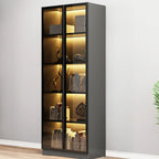 Elegant Glass Bookcase with LED Lighting for Office