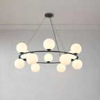 Adjustable 2 Tiers Glass Globe Chandelier for Living Room