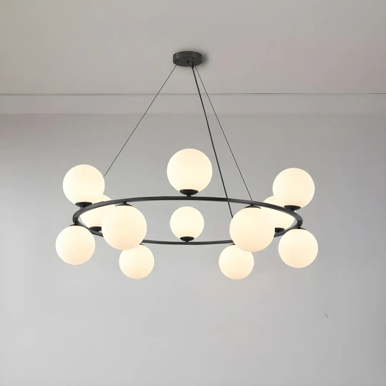 Adjustable 2 Tiers Glass Globe Chandelier for Living Room
