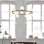 Adjustable 2 Tiers Glass Globe Chandelier for Living Room