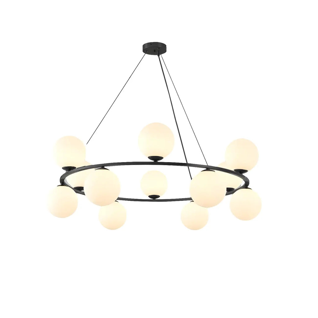 Adjustable 2 Tiers Glass Globe Chandelier for Living Room