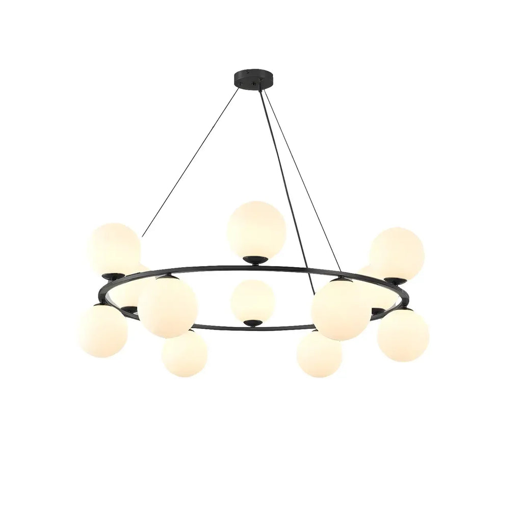 Adjustable 2 Tiers Glass Globe Chandelier for Living Room