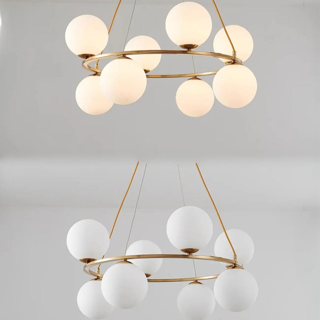 Adjustable 2 Tiers Glass Globe Chandelier for Living Room