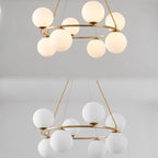 Adjustable 2 Tiers Glass Globe Chandelier for Living Room