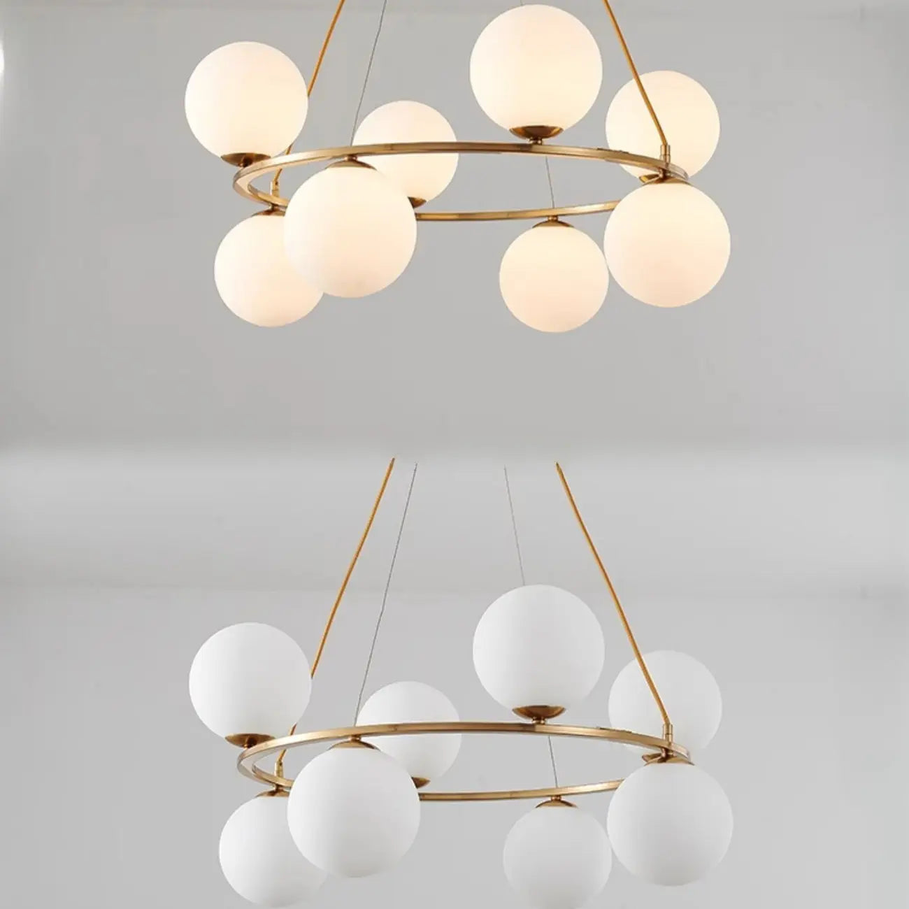 Adjustable 2 Tiers Glass Globe Chandelier for Living Room