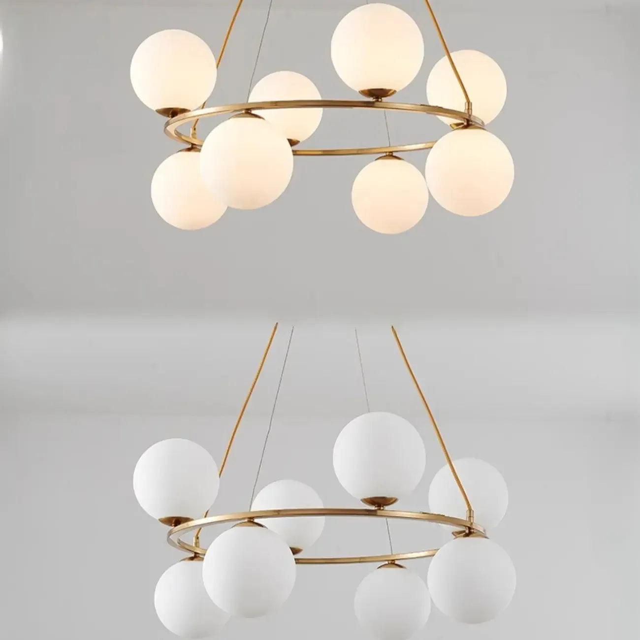 Adjustable 2 Tiers Glass Globe Chandelier for Living Room