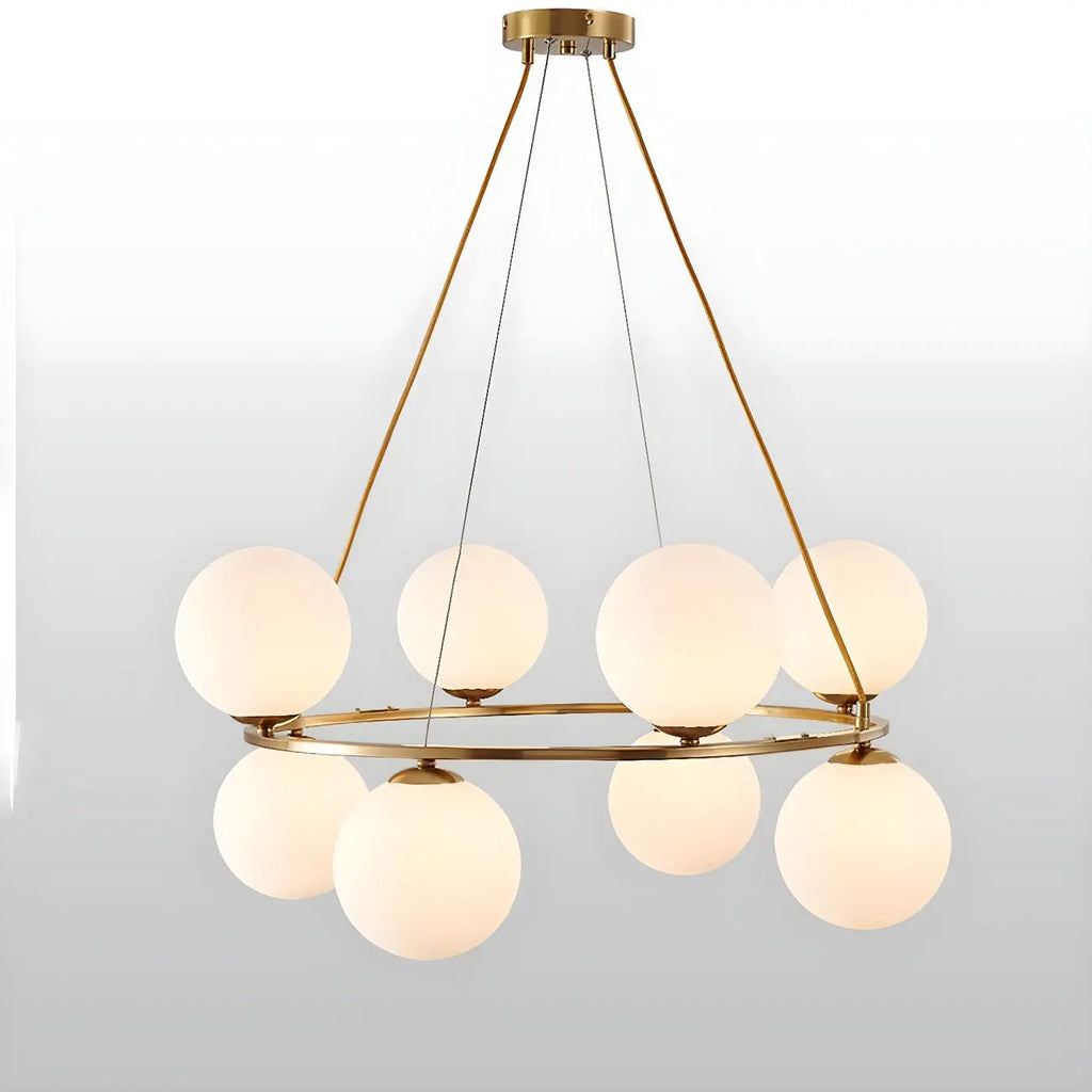 Adjustable 2 Tiers Glass Globe Chandelier for Living Room