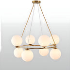 Adjustable 2 Tiers Glass Globe Chandelier for Living Room