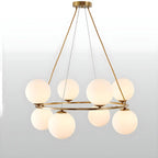 Adjustable 2 Tiers Glass Globe Chandelier for Living Room