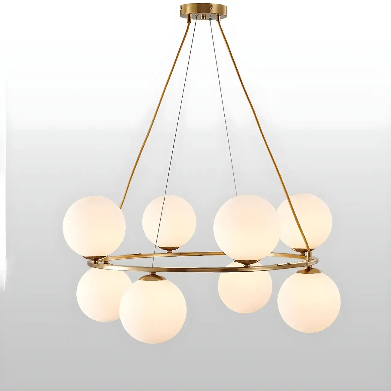 Adjustable 2 Tiers Glass Globe Chandelier for Living Room