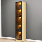 Elegant Glass Bookcase with LED Lighting for Office