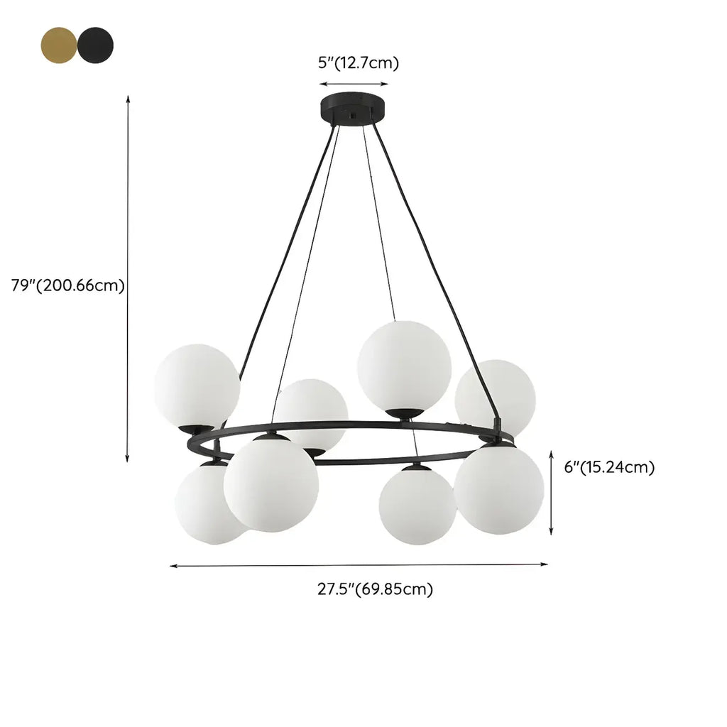 Adjustable 2 Tiers Glass Globe Chandelier for Living Room