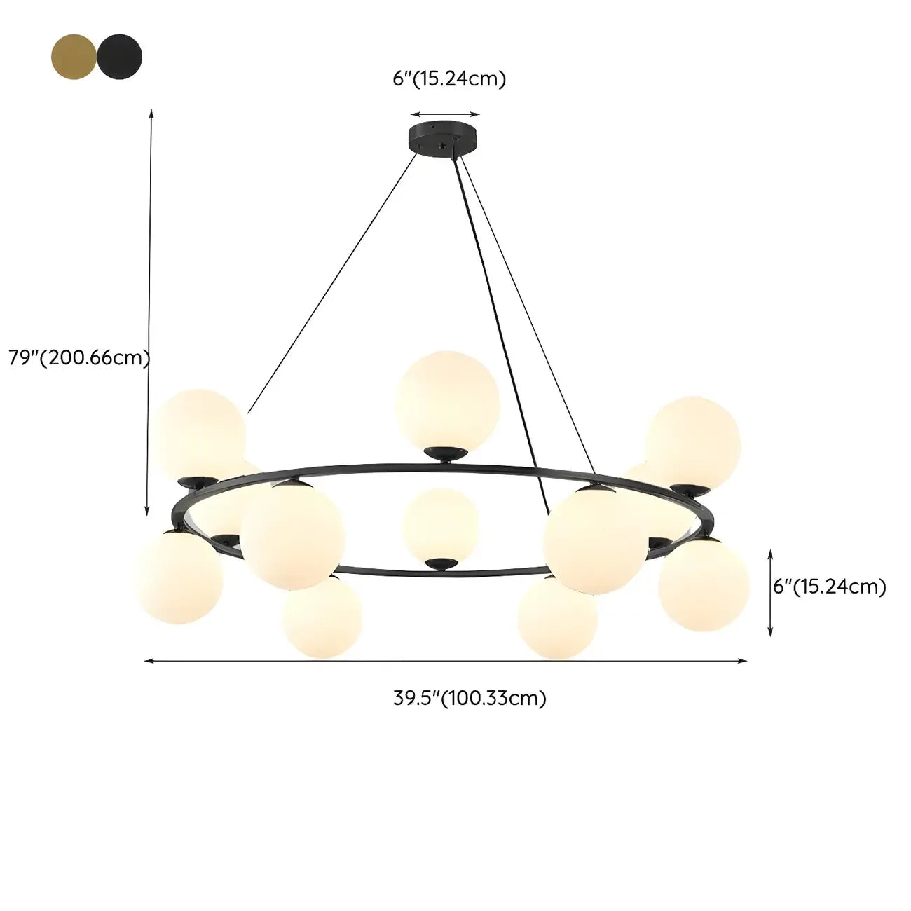 Adjustable 2 Tiers Glass Globe Chandelier for Living Room