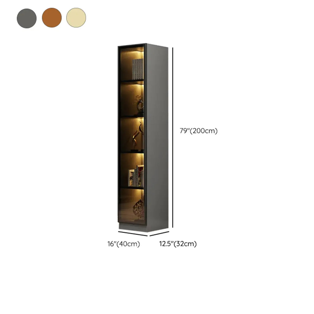 Elegant Glass Bookcase with LED Lighting for Office