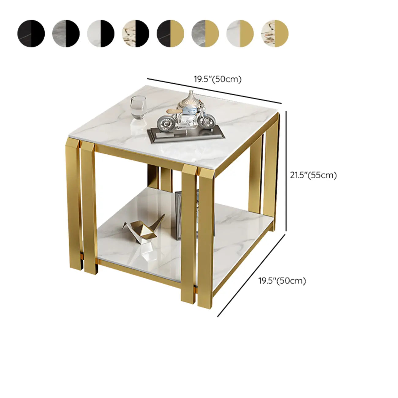 Modern Sintered Stone Square Side Table for Living Room